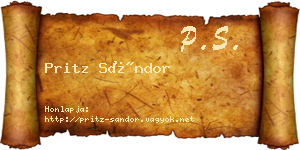 Pritz Sándor névjegykártya